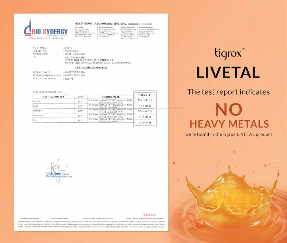 Livetal COA (No Heavy Metals) EN